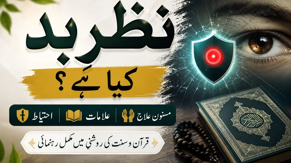 Nazar-e-Bad concept image with protective shield, eye and Qur’an